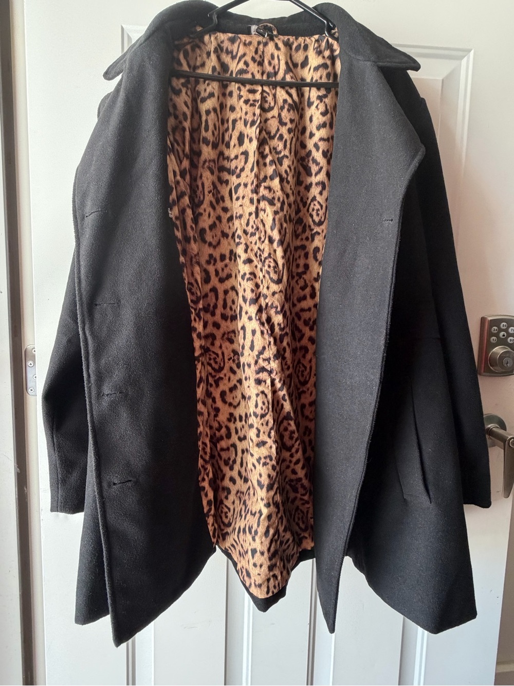 Torrid Size 3 Classic Black Women's Peacoat with Leopard Lining - Picture 3 of 5